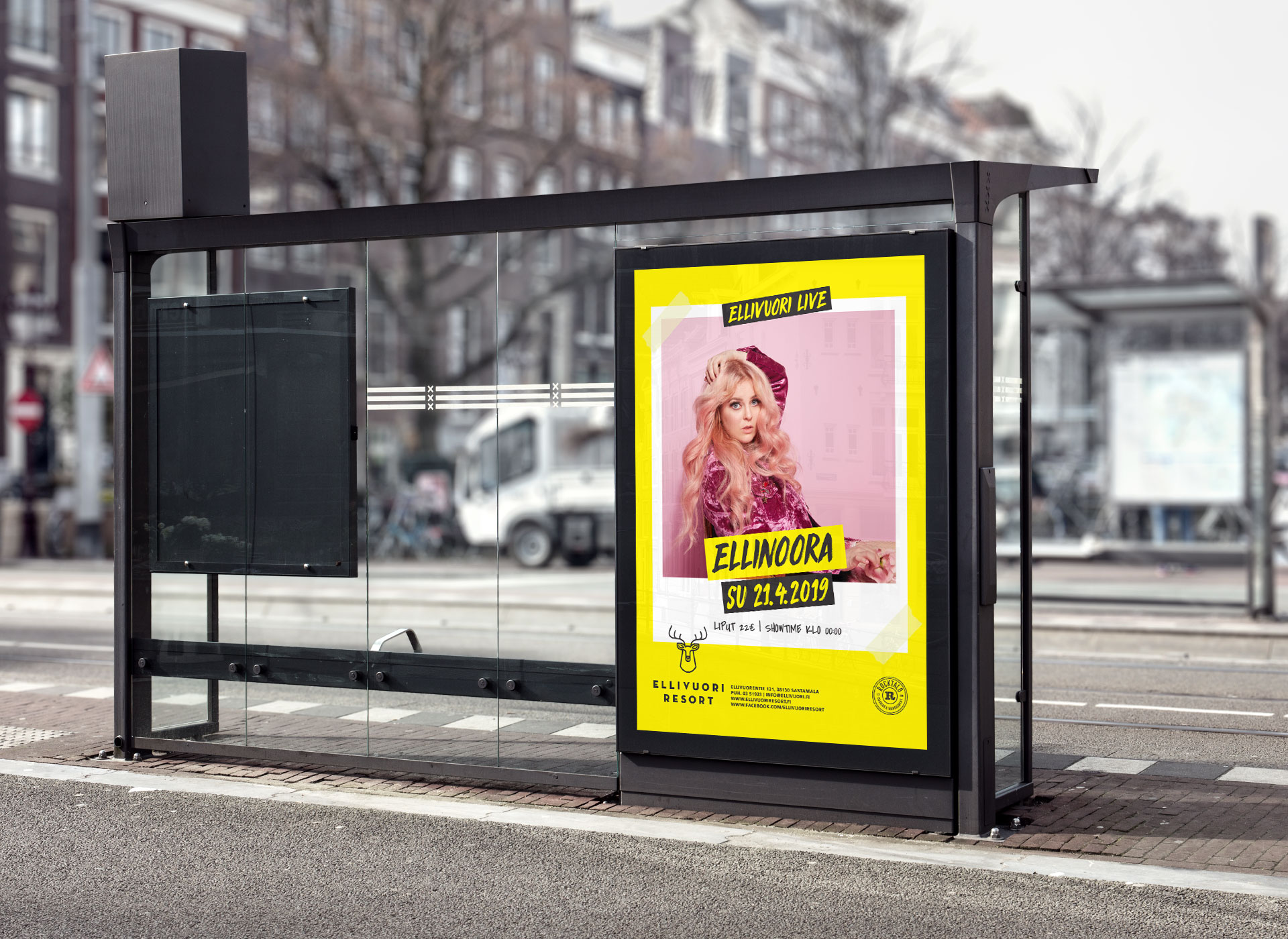 Ellivuori live tapahtuman kadunvarsimainosten suunnittelu