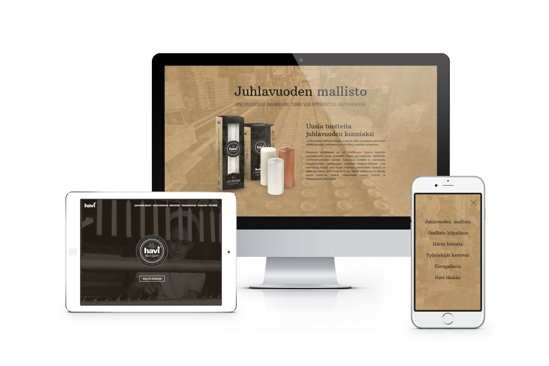 Havin responsiivisen kampanjasivuston sivunäkymät eri päätelaitteilla